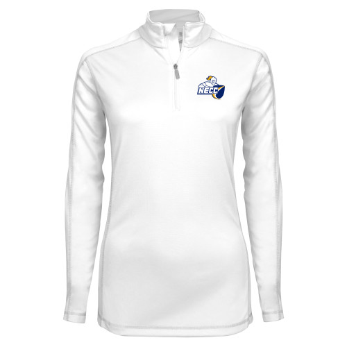  Syntrel Womens White Interlock 1/4 Zip - Primary Mark