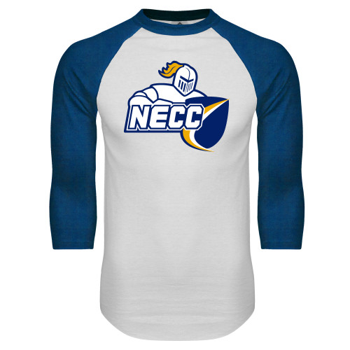  White/Royal Raglan Baseball T Shirt - Primary Mark