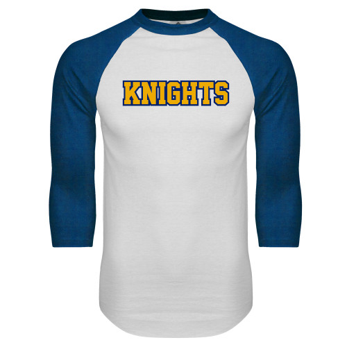  White/Royal Raglan Baseball T Shirt - Knights