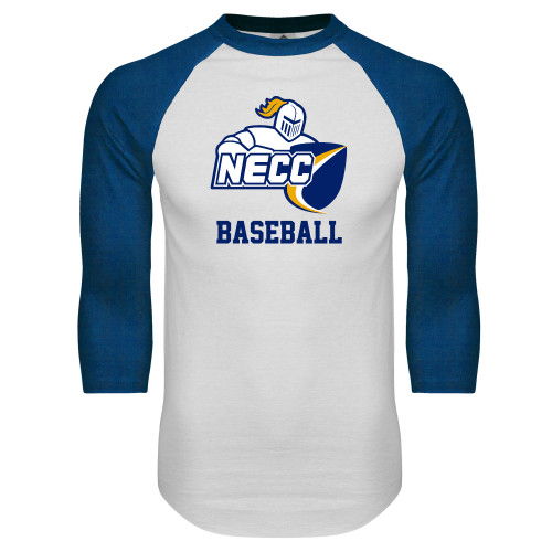  White/Royal Raglan Baseball T Shirt - Baseball