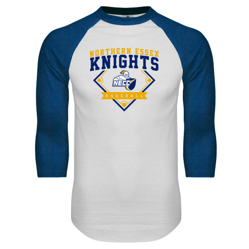  White/Royal Raglan Baseball T Shirt - Baseball