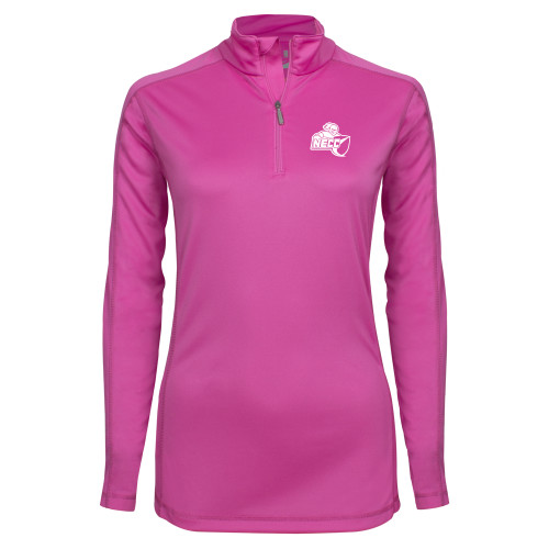  Syntrel Womens Raspberry Interlock 1/4 Zip - Primary Mark