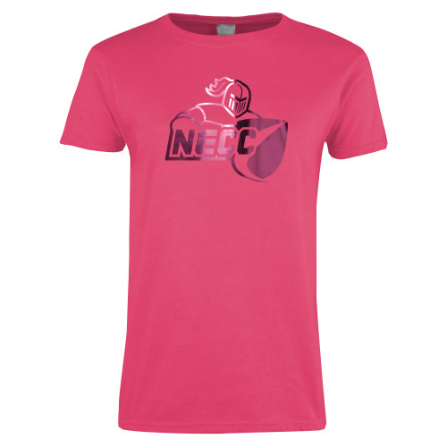  Womens Hot Pink Short Sleeve Tee - Primary Mark  Foil