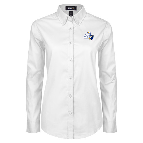  Womens White Twill Button Down Long Sleeve - Primary Mark