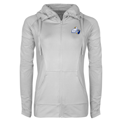  Womens White Sport Wick Stretch Full Zip Jacket - Primary Mark