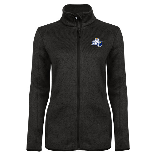  Womens Black Heather Fleece Jacket - Primary Mark