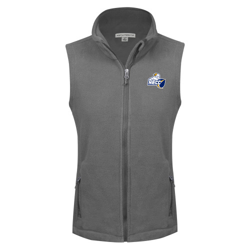  Womens Charcoal Fleece Full Zip Vest - Primary Mark