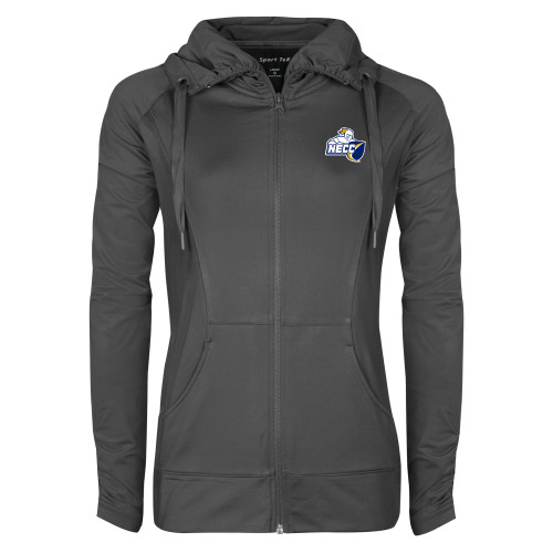  Womens Charcoal Sport Wick Stretch Full Zip Jacket - Primary Mark