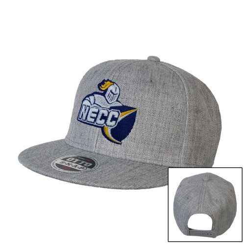  Heather Grey Wool Blend Flat Bill Snapback Hat - Primary Mark