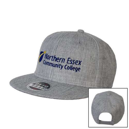  Heather Grey Wool Blend Flat Bill Snapback Hat - Northern  Essex Community College