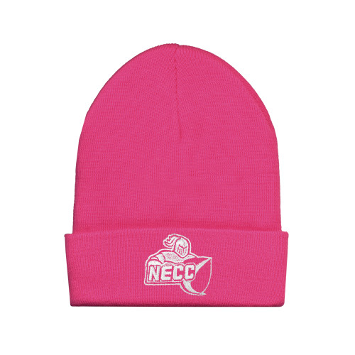  Fleece Lined Neon Pink Knit Beanie - Primary Mark