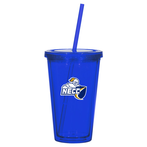  Madison Double Wall Blue Tumbler w/Straw 16oz - Primary Mark
