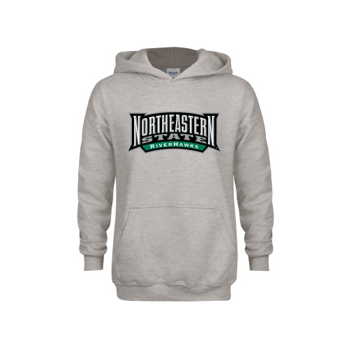  Youth Grey Fleece Hood - Wordmark