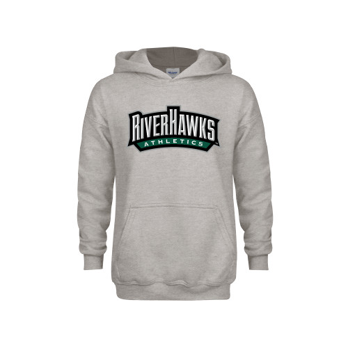  Youth Grey Fleece Hood - RIVERHAWKS Athletics