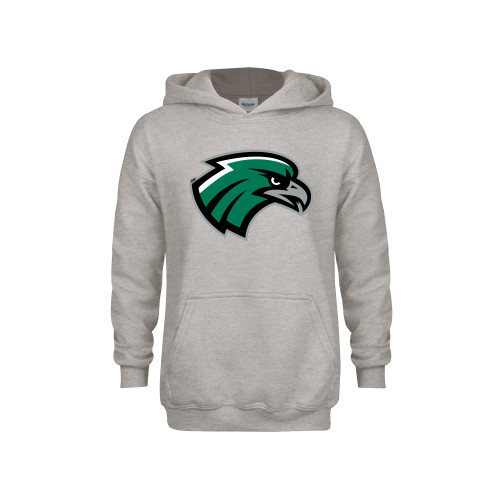  Youth Grey Fleece Hood - Hawk Head