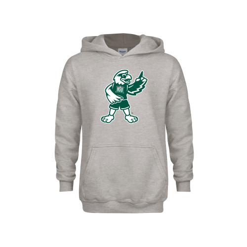  Youth Grey Fleece Hood - NSU Riverhawk Mascot One Color