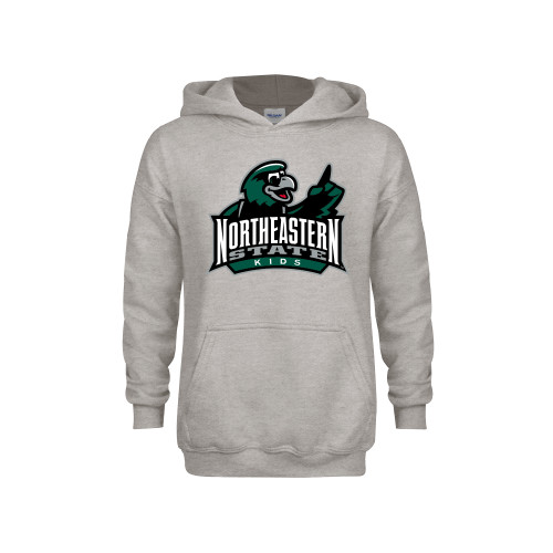  Youth Grey Fleece Hood - Northeastern State Kids Full Color