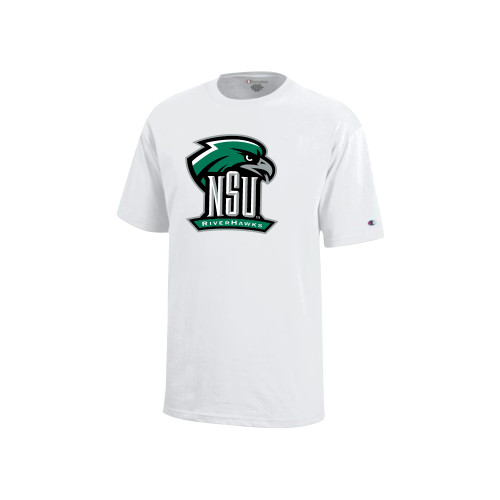  Champion Youth White Short Sleeve Tee - Primary Mark