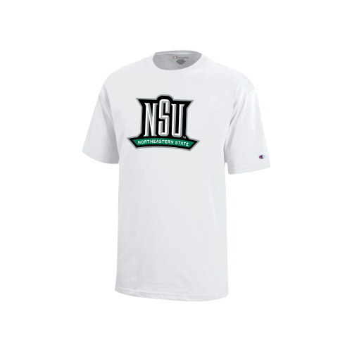  Champion Youth White Short Sleeve Tee - NSU Mark