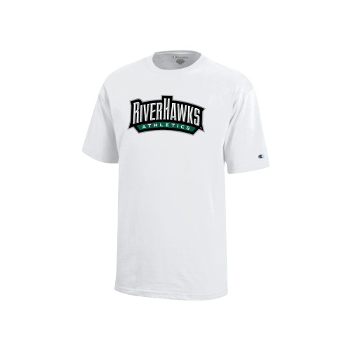  Champion Youth White Short Sleeve Tee - RIVERHAWKS Athletics