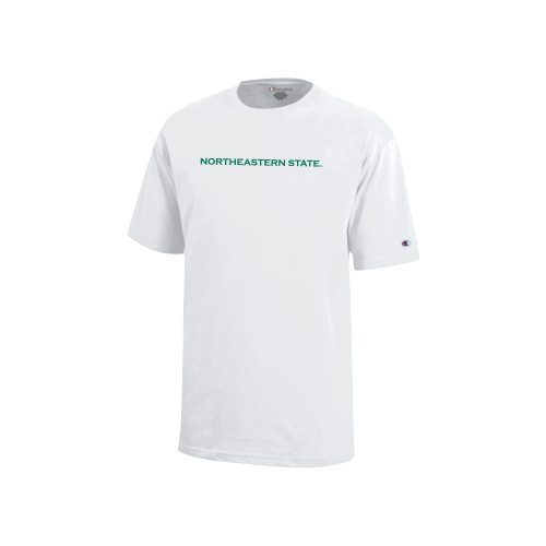  Champion Youth White Short Sleeve Tee - Flat Wordmark