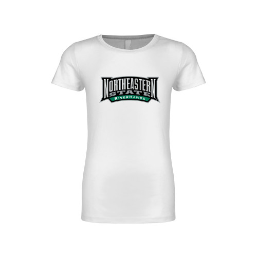  Next Level Girls White Fashion Fit T Shirt - Wordmark
