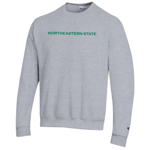  Champion Heather Grey Fleece Crew - Flat Wordmark