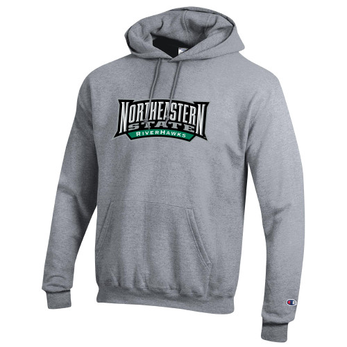  Champion Heather Grey Fleece Hoodie - Wordmark