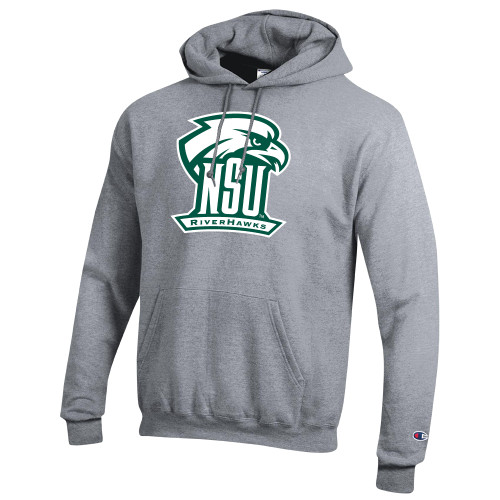  Champion Heather Grey Fleece Hoodie - NSU RIVERHAWKS Primary Mark One Color