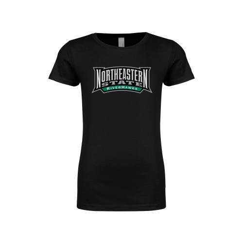  Next Level Girls Black Fashion Fit T Shirt - Wordmark
