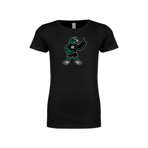  Next Level Girls Black Fashion Fit T Shirt - NSU Riverhawk Mascot Full Color