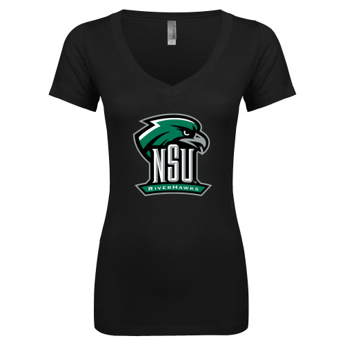  Next Level Womens Black Ideal V Tee - Primary Mark