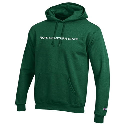  Champion Dark Green Fleece Hoodie - Flat Wordmark