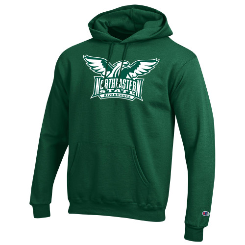  Champion Dark Green Fleece Hoodie - Northeastern State RIVERHAWKS with Hawk