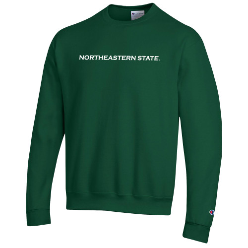  Champion Dark Green Fleece Crew - Flat Wordmark