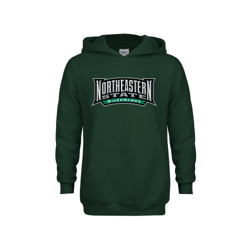  Youth Dark Green Fleece Hoodie - Wordmark