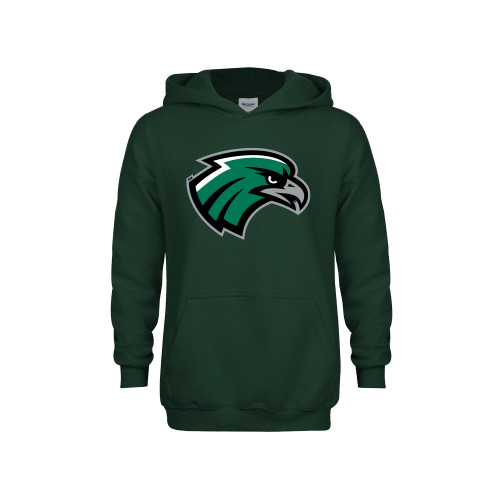 Youth Dark Green Fleece Hoodie - Hawk Head
