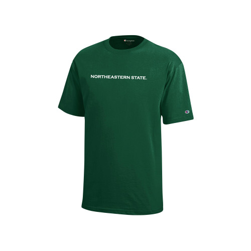 Champion Youth Dark Green Short Sleeve Tee - Flat Wordmark
