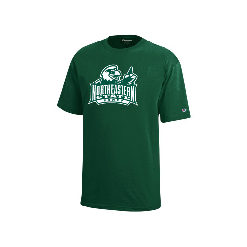  Champion Youth Dark Green Short Sleeve Tee - Northeastern State Rowdy One Color