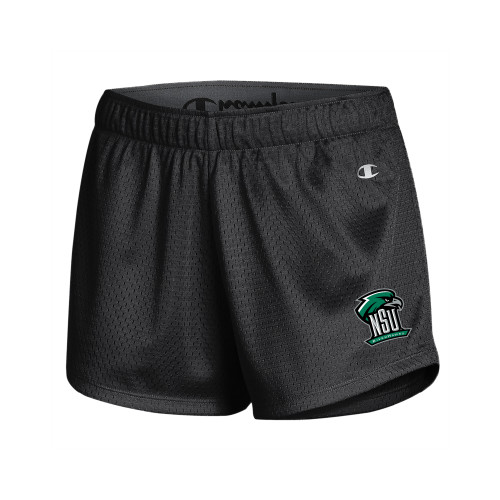  Champion Womens Black Mesh Short - Primary Mark