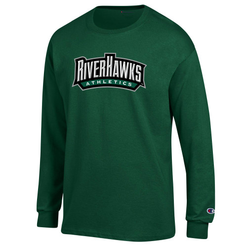  Champion Dark Green Long Sleeve T Shirt - RIVERHAWKS Athletics