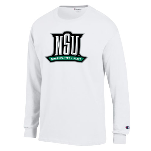  Champion White Long Sleeve T Shirt - NSU Mark