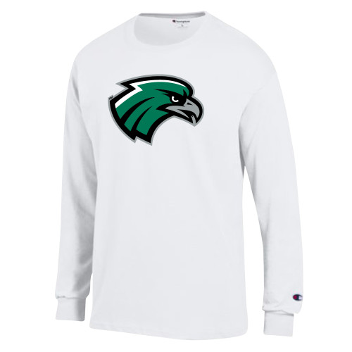  Champion White Long Sleeve T Shirt - Hawk Head