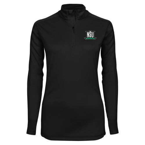  Syntrel Womens Black Interlock 1/4 Zip - NSU Mark