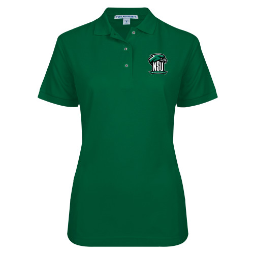  Womens Silk Touch Dark Green Pique Polo - Primary Mark
