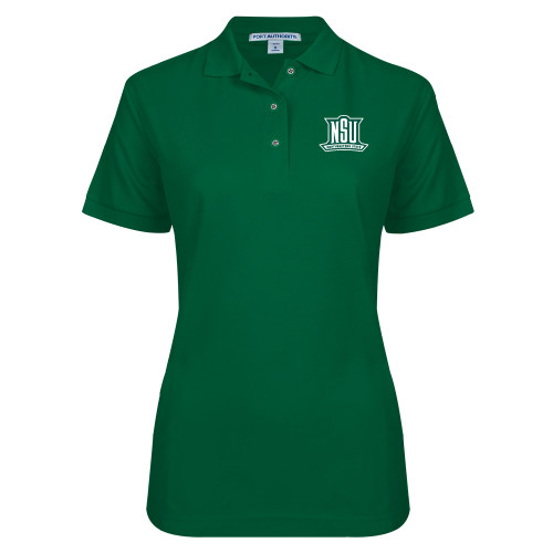  Womens Silk Touch Dark Green Pique Polo - NSU Mark One Color