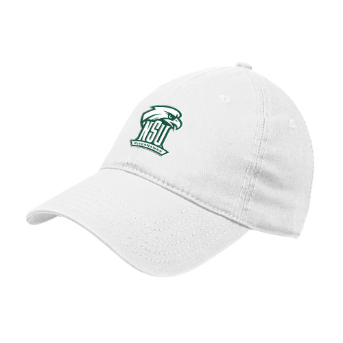  White Unstructured Adjustable Low Profile Hat - NSU RIVERHAWKS Primary Mark One Color