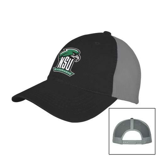  Black/Charcoal Mesh Back Unstructured Low Profile Hat - Primary Mark