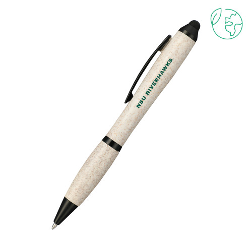 Nash Wheat Straw Ballpoint Beige Stylus Pen - Flat Wordmark