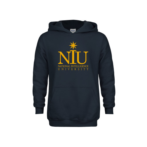  Youth Navy Fleece Hoodie - NIU Logo Vertical